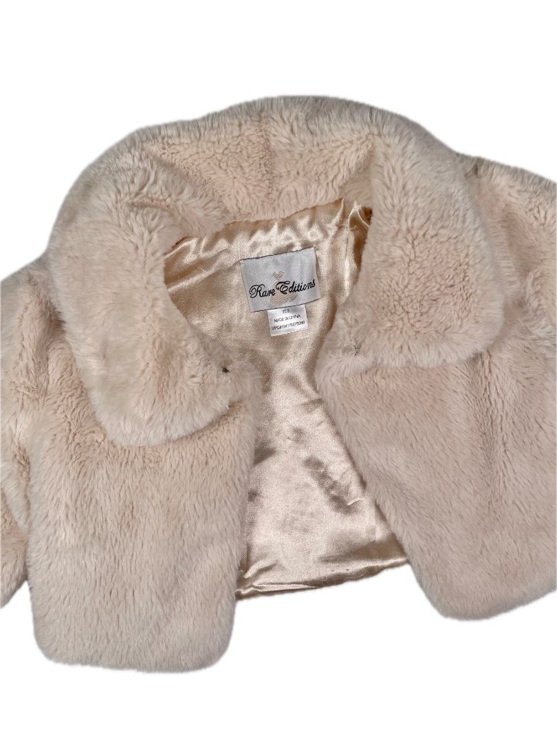 3/3T Rare Editions, Cream, Soft faux fur cropped jacket w/ collar