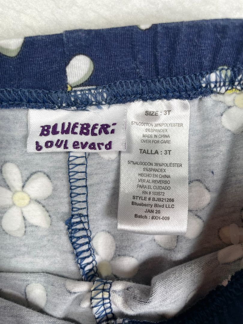 3/3T, Blueberi Boulevard, Blue, Daisy print cropped leggings