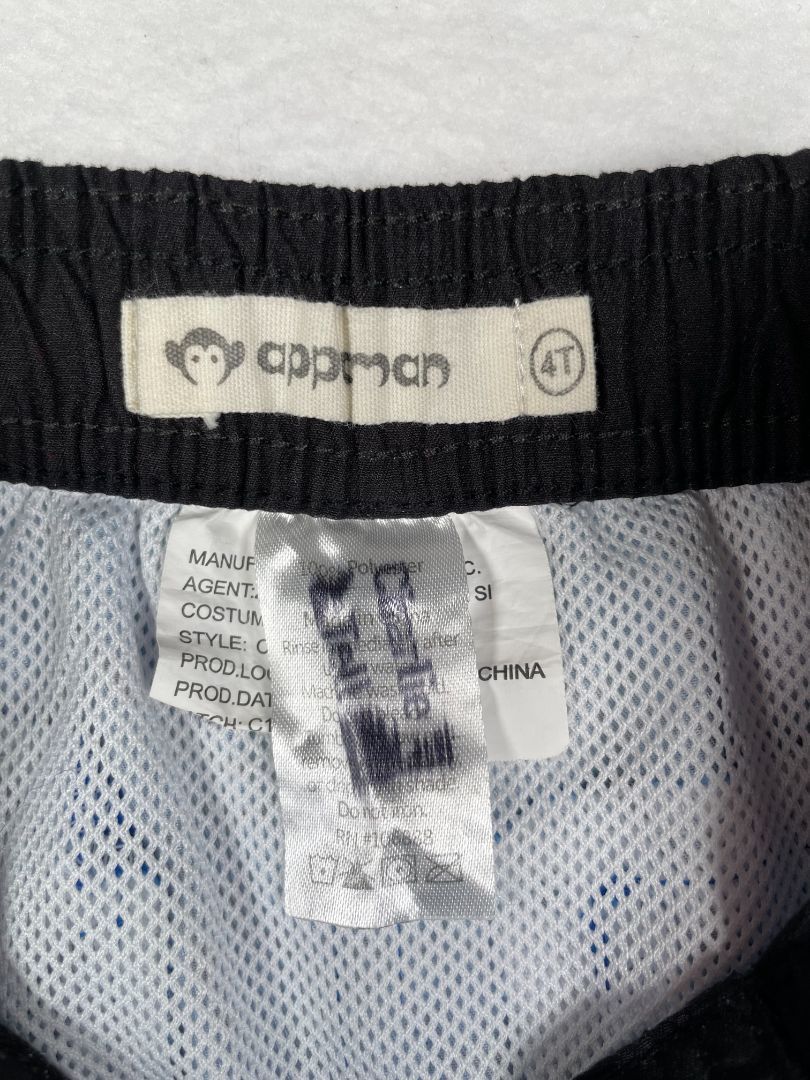 4/4T Appaman, Blue, Shark print swim trunks, elastic waist