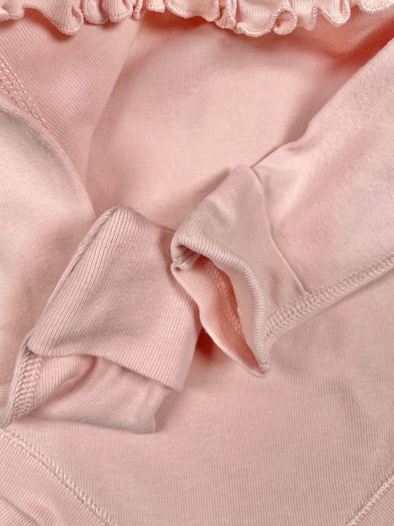 0-3 mo M&S, Pink, Long-sleeve bodysuit w/ ruffle collar & hand covers