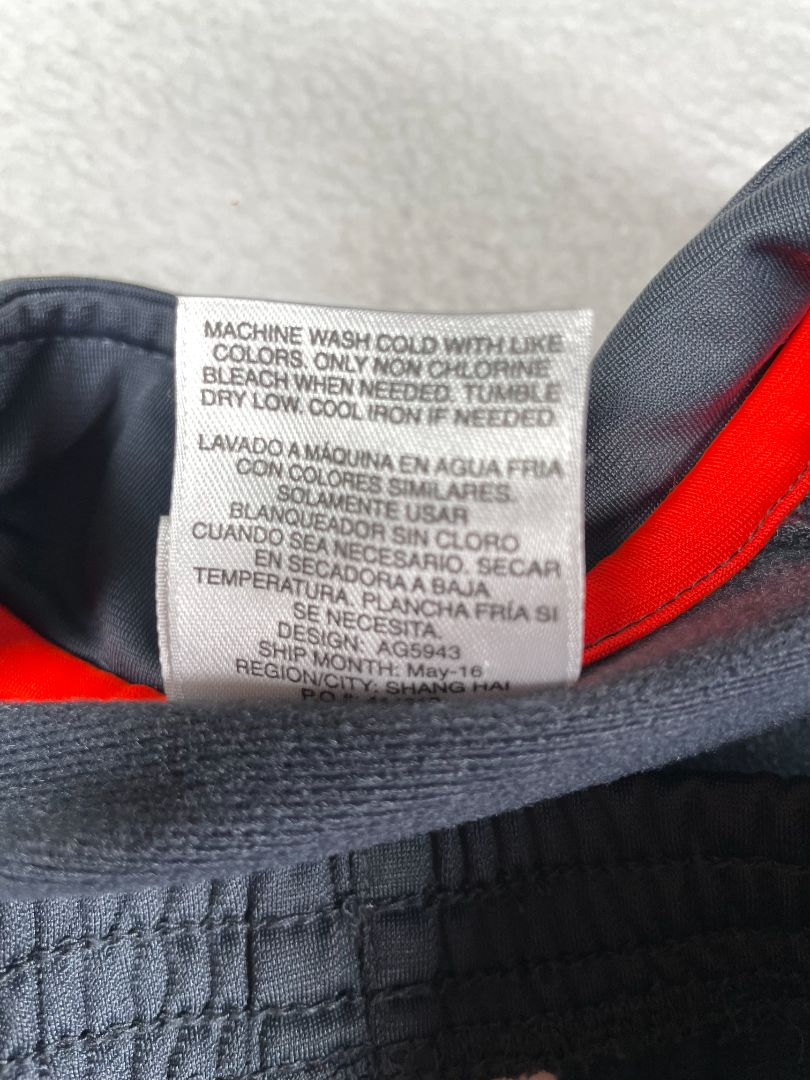 12 mo, Adidas, Grey, Neon stripe track suit, zip-up jacket + pull-on pants SET
