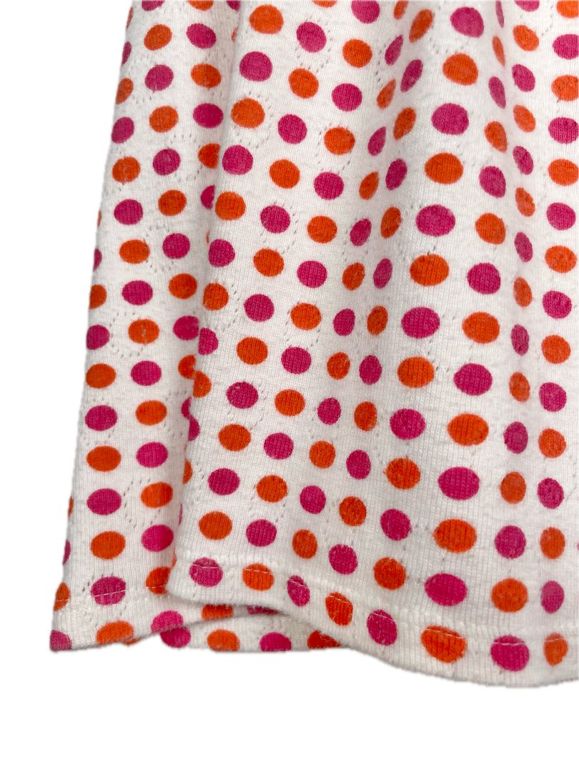 2-3 babyGap, White, Pink/orange polka dot short-sleeve A-line dress, light knit