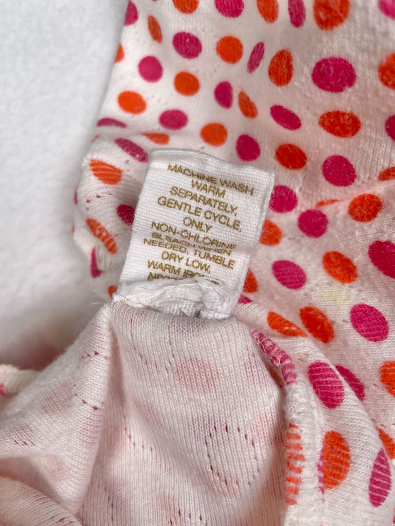 2-3 babyGap, White, Pink/orange polka dot short-sleeve A-line dress, light knit