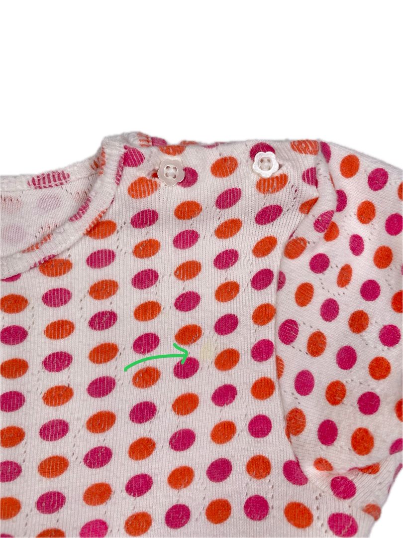 2-3 babyGap, White, Pink/orange polka dot short-sleeve A-line dress, light knit