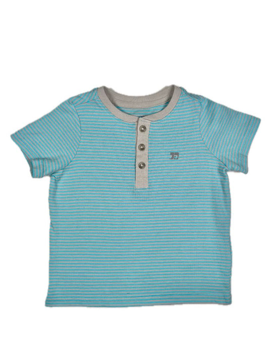 2/2T Joe's, Blue, Short-sleeve henley t-shirt, grey stripe
