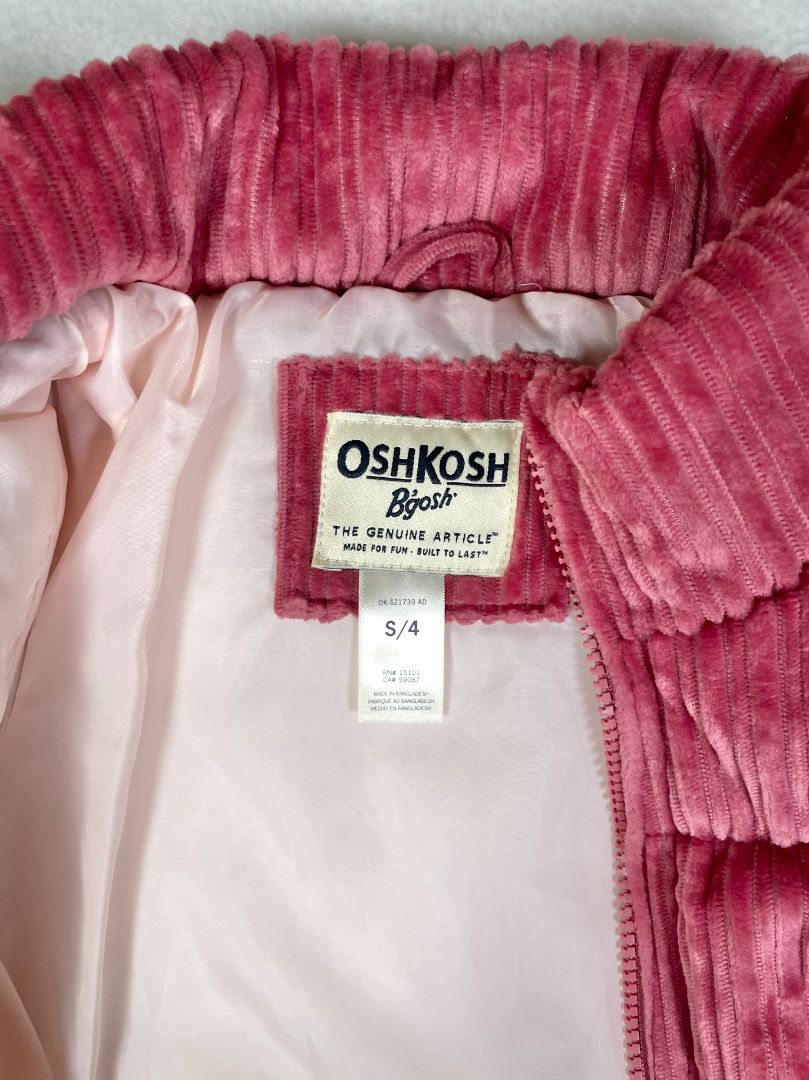 4/4T, OshKosh B'Gosh, Pink, Quilted corduroy coat