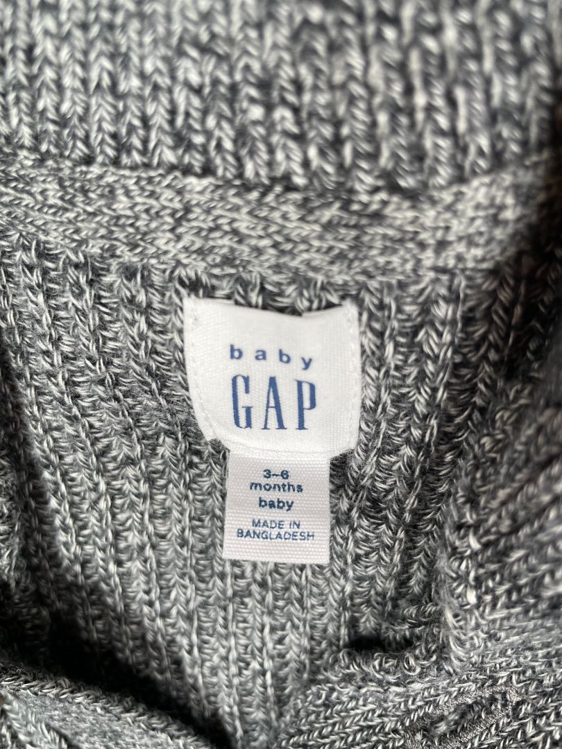 3-6 mo babyGap, Grey, Shawl collar button-up cardigan