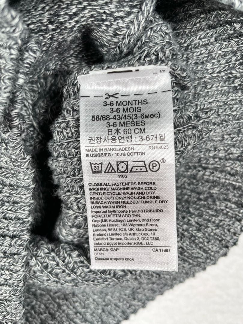 3-6 mo babyGap, Grey, Shawl collar button-up cardigan