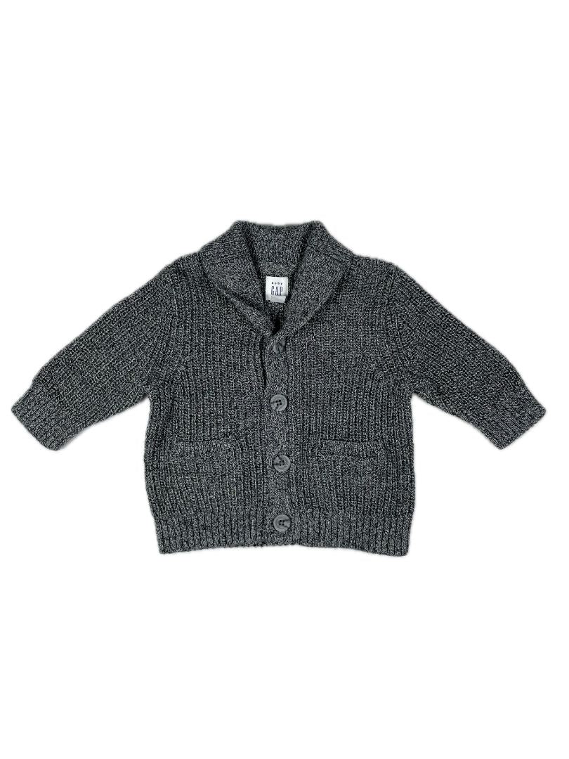 3-6 mo babyGap, Grey, Shawl collar button-up cardigan