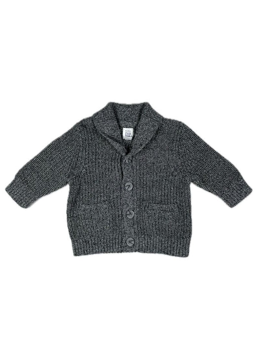 3-6 mo babyGap, Grey, Shawl collar button-up cardigan