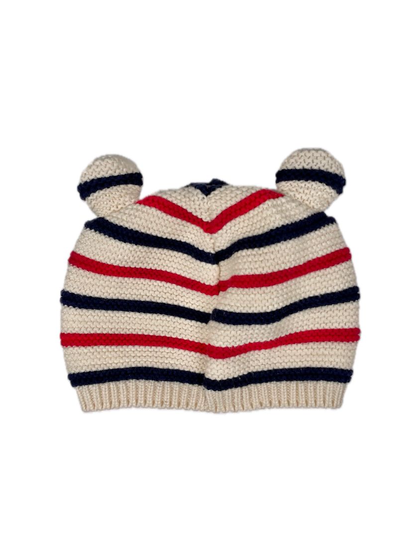 12-18 mo babyGap, Cream, Striped knit beanie w/ ears, navy/red