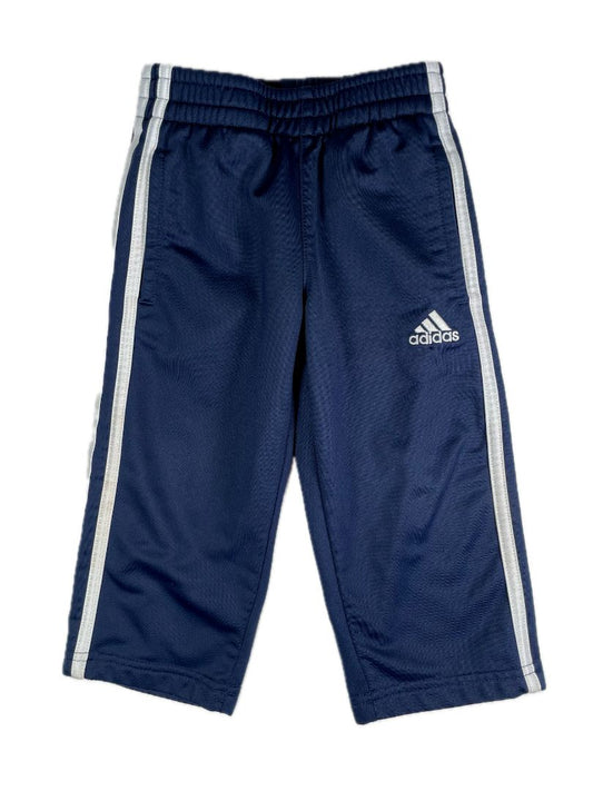 2/2T Adidas, Blue, Medium-weight pull-on activewear pants, white 3-stripe sides, pockets