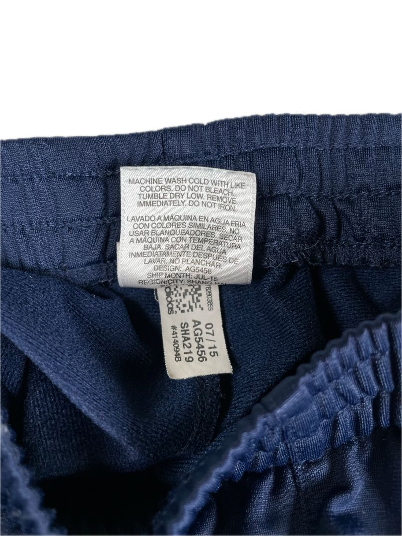 2/2T Adidas, Blue, Medium-weight pull-on activewear pants, white 3-stripe sides, pockets