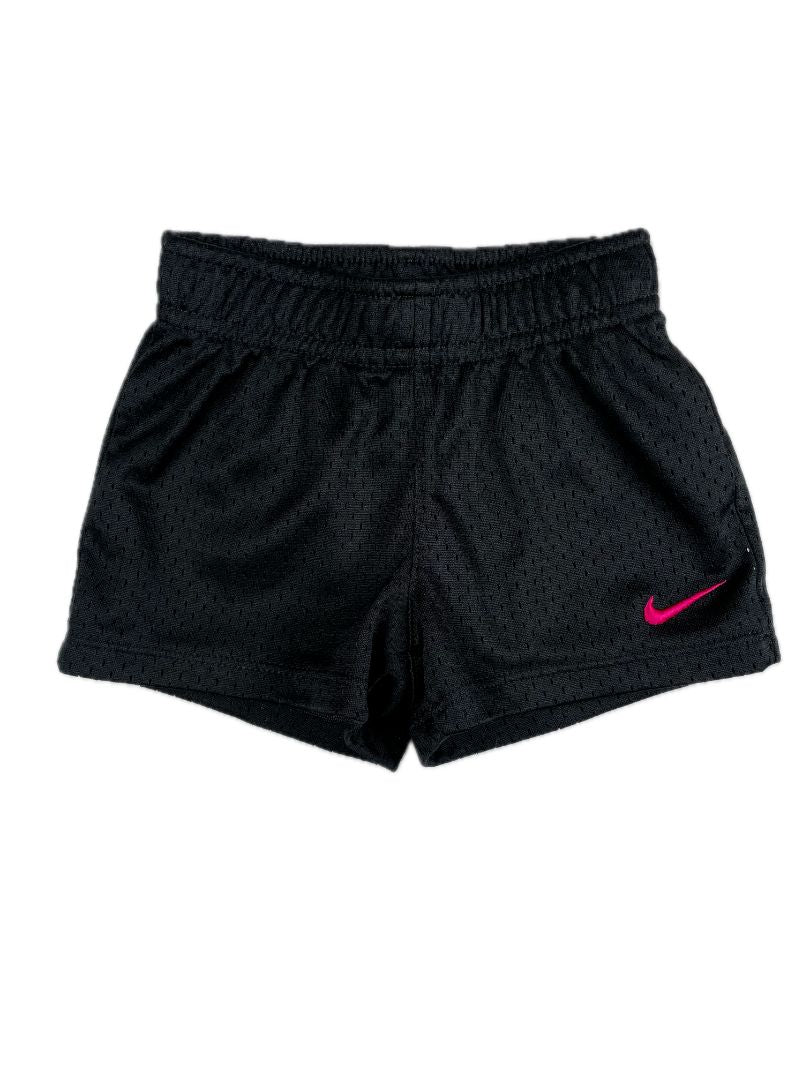 12 mo, Nike, Black, Mesh activewear shorts w/ pink swoosh