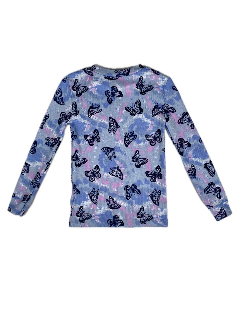 3/3T Cuddl Duds, Blue, Butterfly print long-sleeve shirt + pants pajama SET