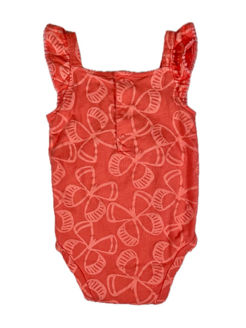 24 mo Carter's, Pink, Butterfly print sleeveless bodysuit, ruffle sleeve w/ trim, coral