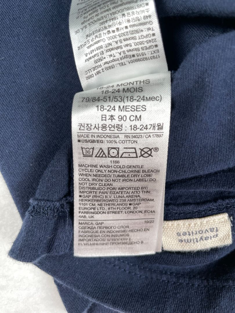 18-24 mo babyGap, Blue, Solid long-sleeve t-shirt w/ pocket, navy