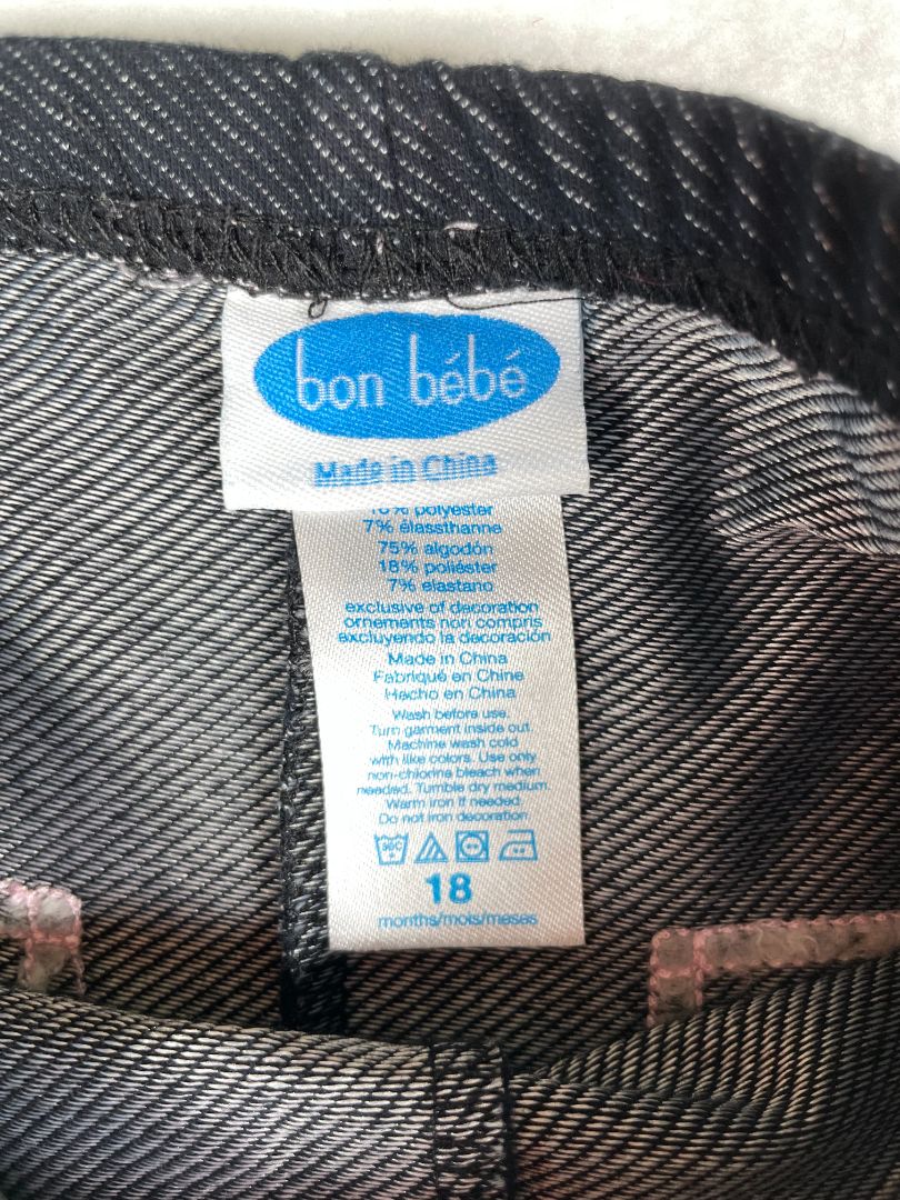 18 mo Bon Bébé, Black, Legging w/ stitched faux pockets on back