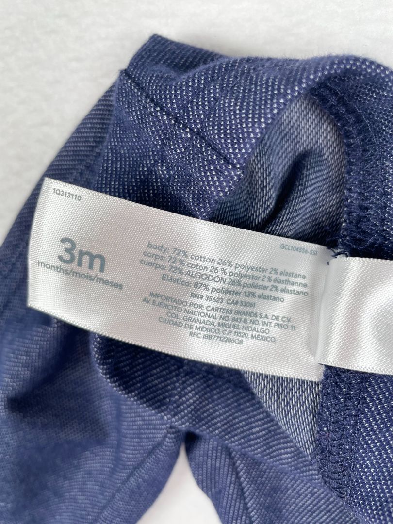 3 mo, Carter's, Blue, Baby faux denim leggings