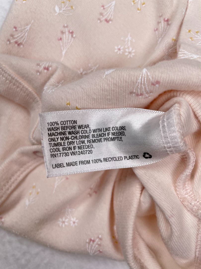 0-3 mo, Cloud Island, Pink, Floral print long-sleeve bodysuit