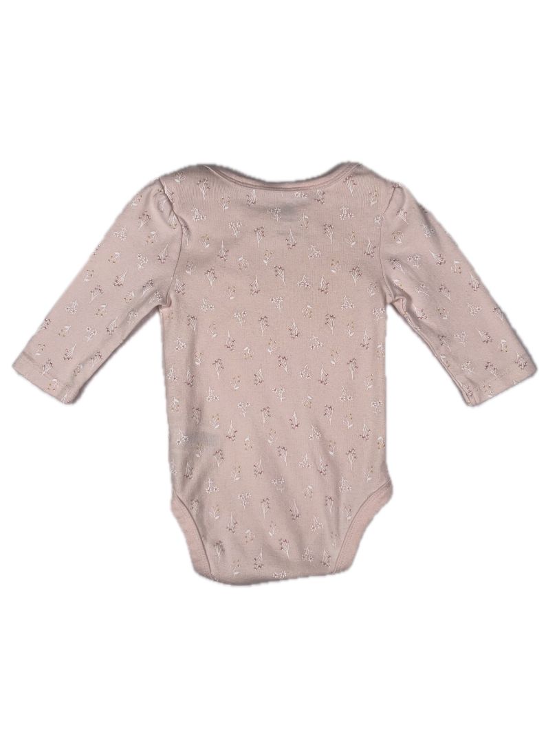 0-3 mo, Cloud Island, Pink, Floral print long-sleeve bodysuit
