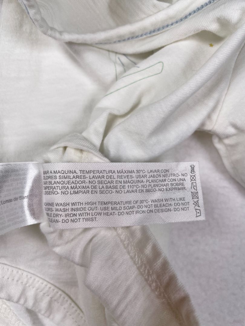 3 mo, Babycottons, White, Long-sleeve bodysuit w/ tiger in hammock under the stars