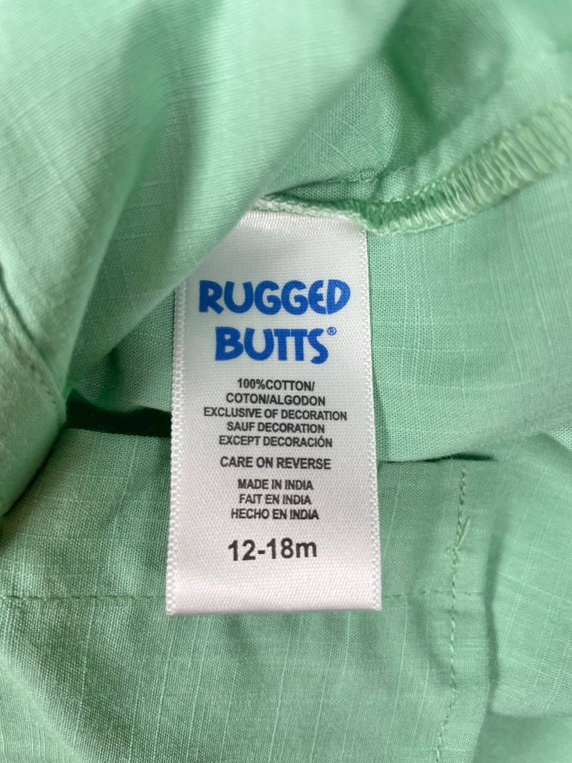12-18 mo, Rugged Butts, Green, New w/ tags - solid long-sleeve button-up shirt (2/2)