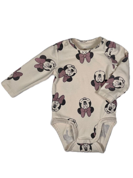 3 mo, H&M, Neutral, Minnie Mouse print long-sleeve bodysuit