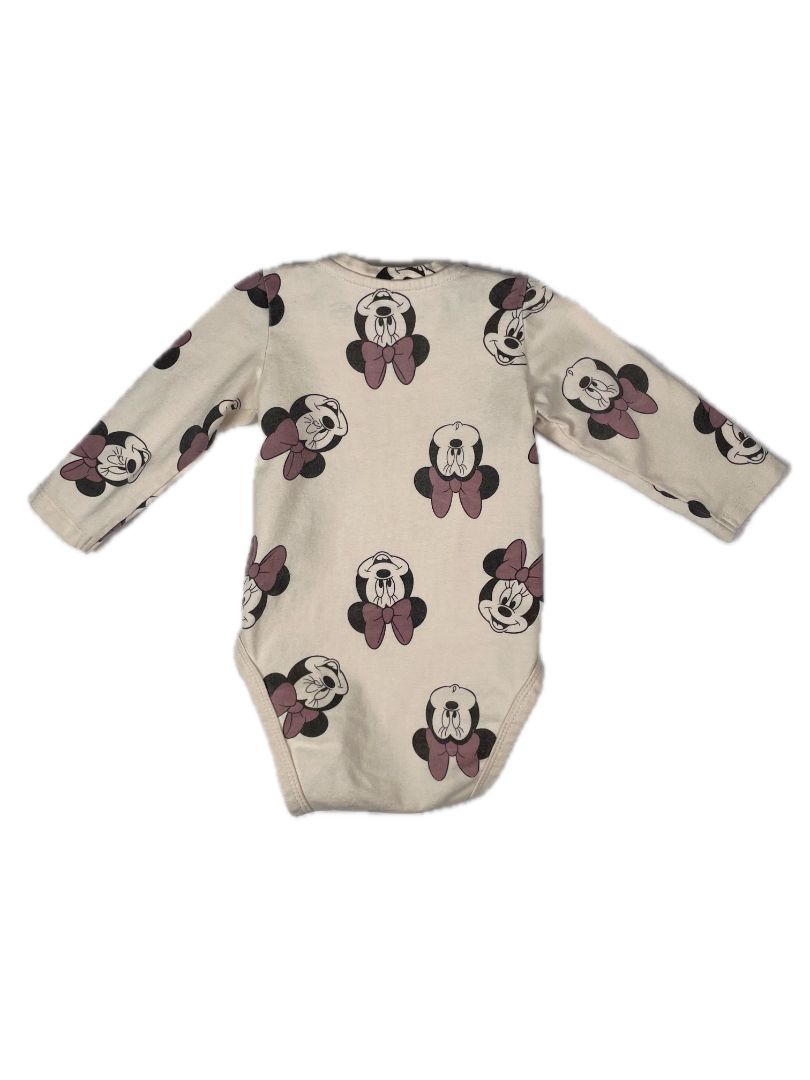 3 mo, H&M, Neutral, Minnie Mouse print long-sleeve bodysuit
