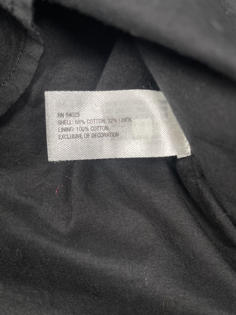6-12 mo, BR Baby (Banana Republic), Black, Lined cotton shirt dress w/ white leaves embroidery at chest