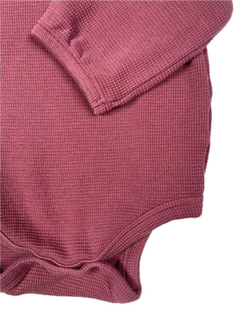 6-12 mo, KENDI, Purple, Long-sleeve bodysuit, waffle-knit organic cotton
