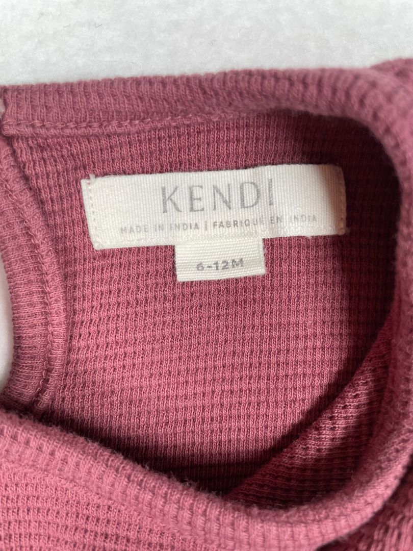 6-12 mo, KENDI, Purple, Long-sleeve bodysuit, waffle-knit organic cotton
