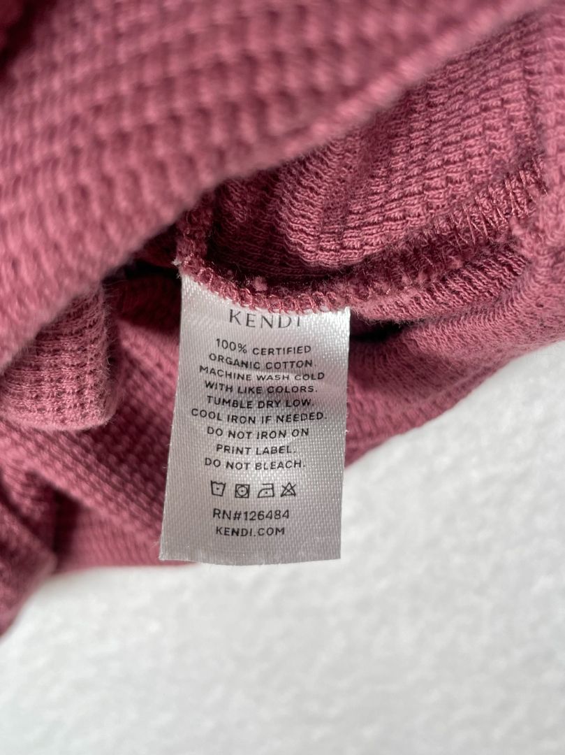 6-12 mo, KENDI, Purple, Long-sleeve bodysuit, waffle-knit organic cotton