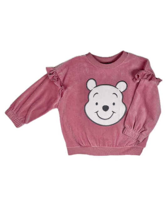2/2T, Disney, Pink, Winnie the Pooh ribbed velour pullover sweatshirt, ruffles at shoulders