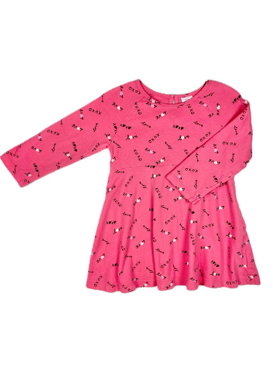 2/2T, babyGap, Pink, Long-sleeve dress w/ XOXO & Love pattern