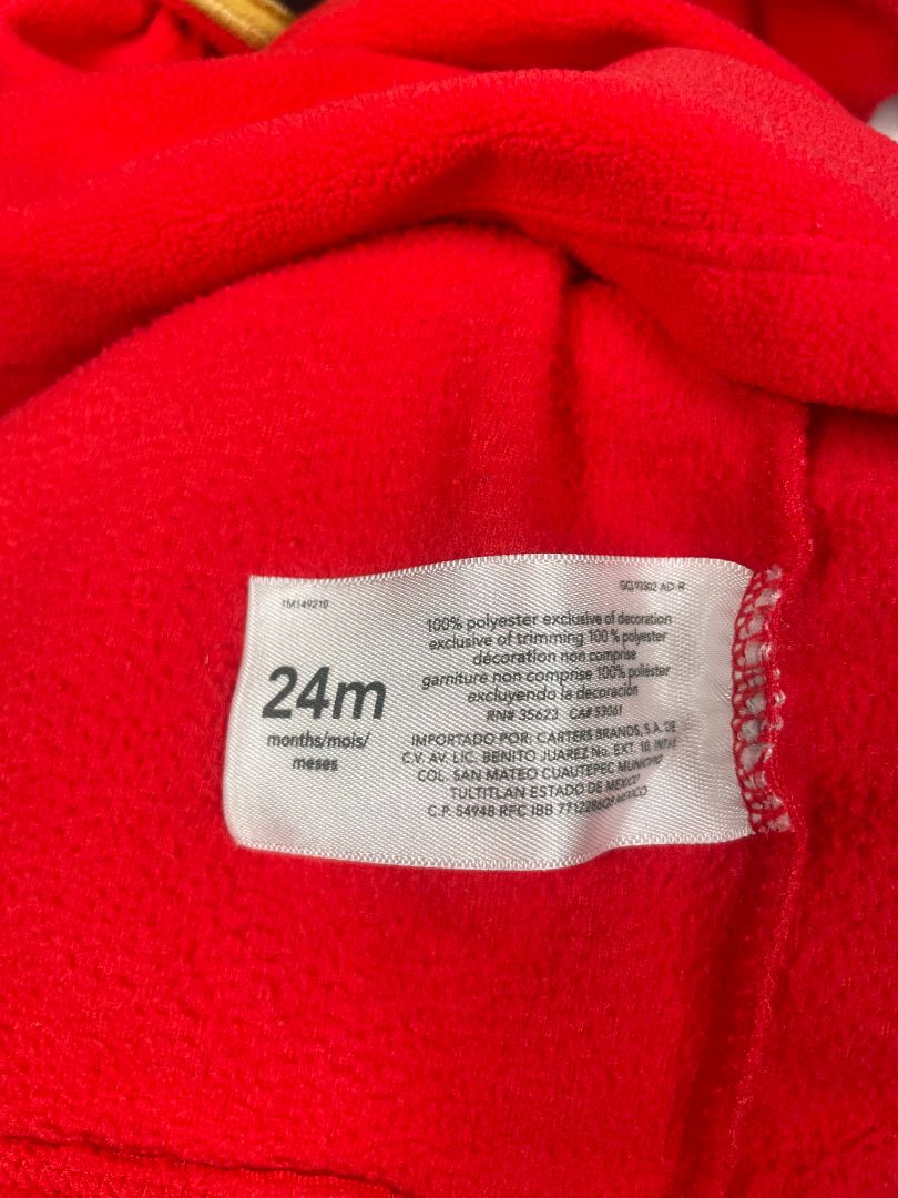 24 mo, Carter's, Red, Santa fleece long-sleeve dress + hat SET