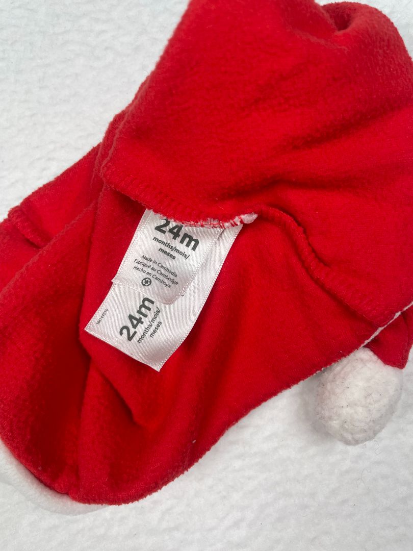 24 mo, Carter's, Red, Santa fleece long-sleeve dress + hat SET