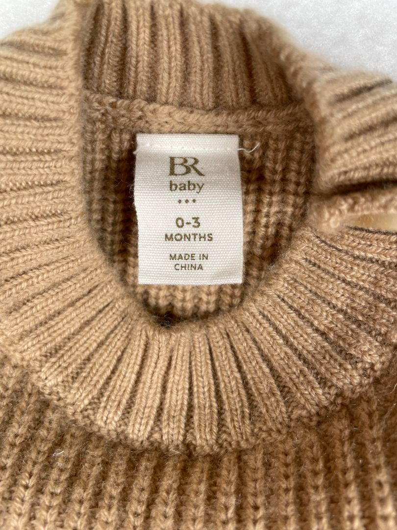 0-3 mo, BR Baby (Banana Republic), Brown, Merino wool + cashmere sweater vest