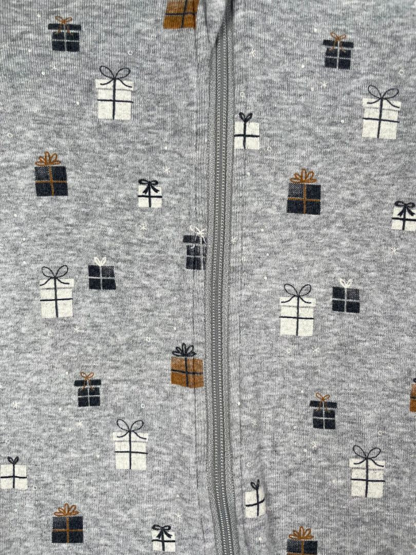 3 mo, Petit Lem, Grey, Glow-in-the-dark present print 2-way zip footed coverall