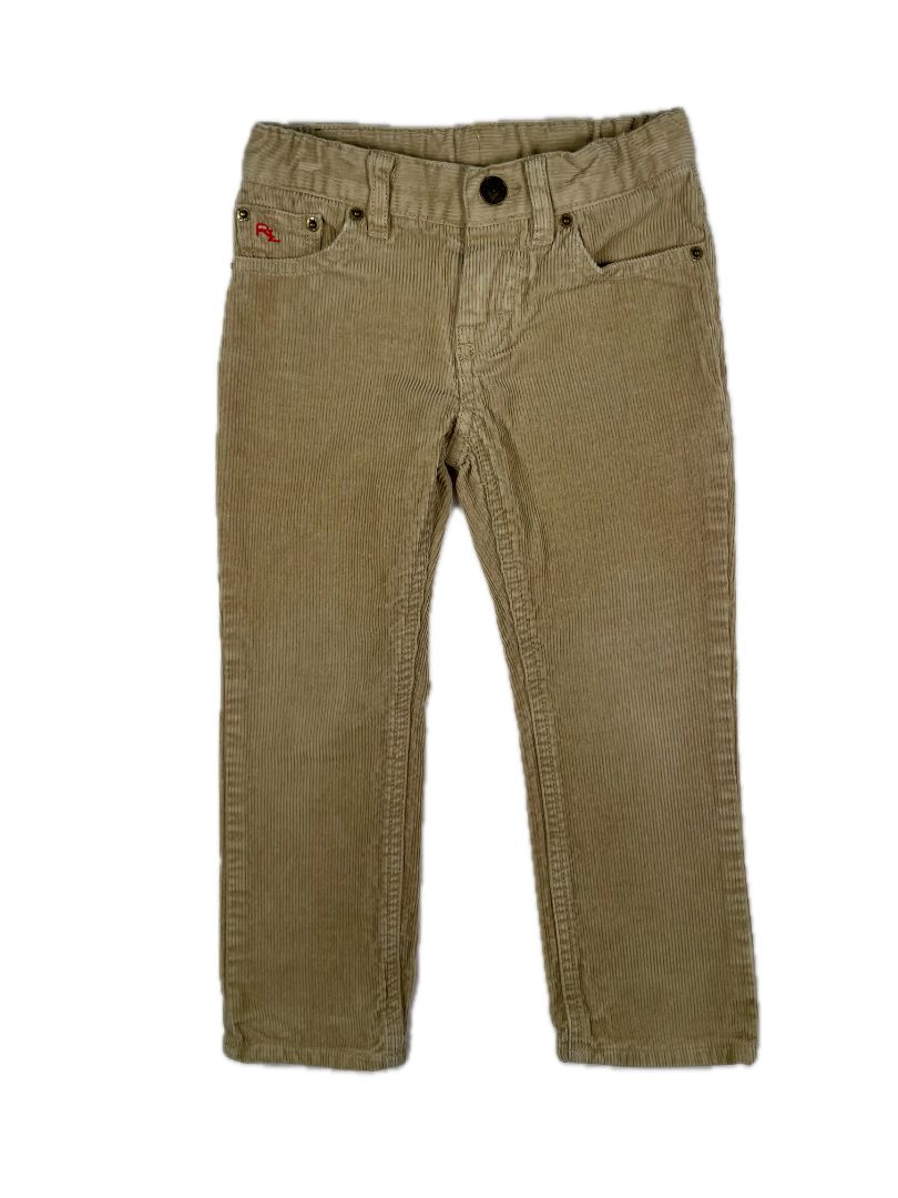 3/3T, Polo Ralph Lauren, Brown, Corduroy pants, zip/snap, adjustable