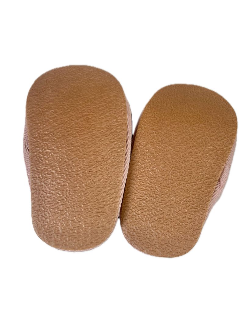 0-6 mo, BEARPAW, Pink, New w/ tags - Faux fur lined suede shoes/slippers w/ elastic strap