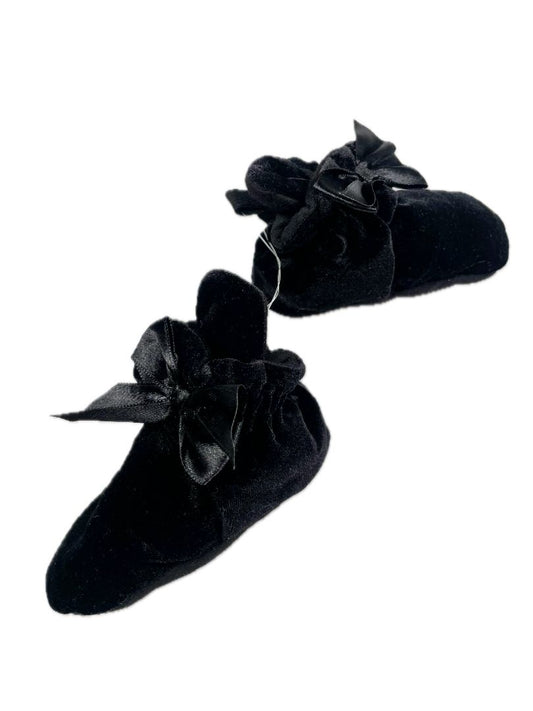 6-12 mo, Robeez, Black, New w/ tags - Velvet booties, snap closure, satin bow