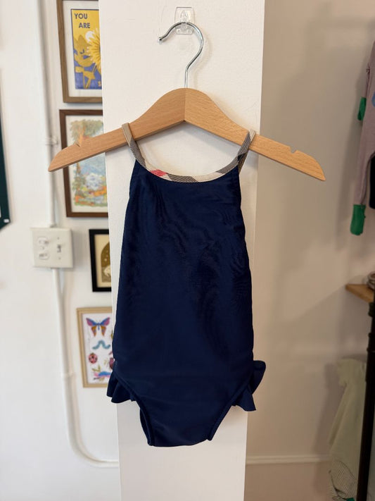 2/2T, Burberry, Blue, Lundy One-Piece Swimsuit, Vintage Check Trim