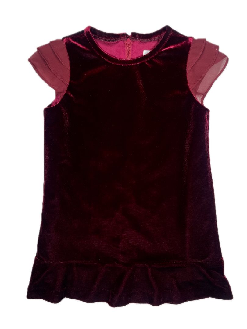 3/3T, Florence Eiseman, Purple, Velvet special occasion dress w/ chiffon tiered cap sleeves, lined