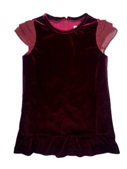 3/3T, Florence Eiseman, Purple, Velvet special occasion dress w/ chiffon tiered cap sleeves, lined