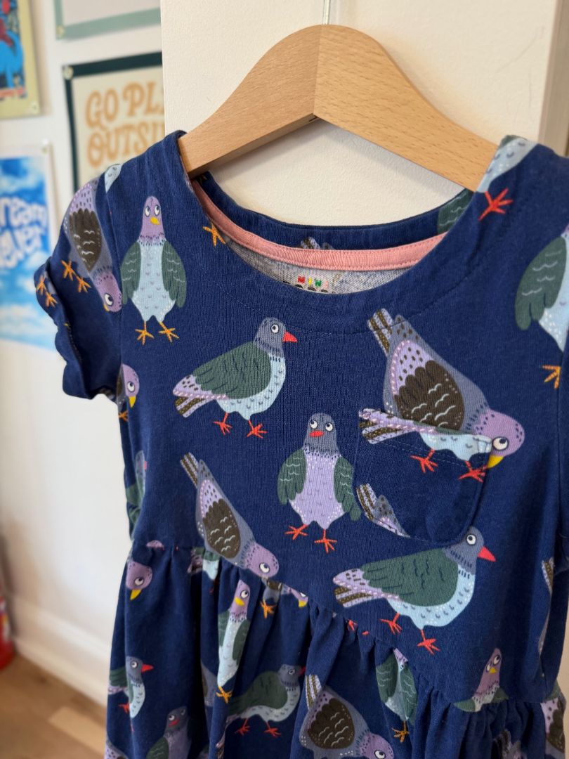 5-6, Boden, Blue, Pigeon t-shirt dress