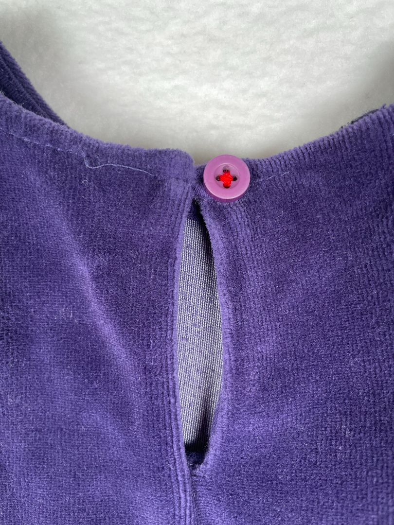 4-5, Boden, Purple, Velvet long-sleeve dress, sequin ruffles at chest