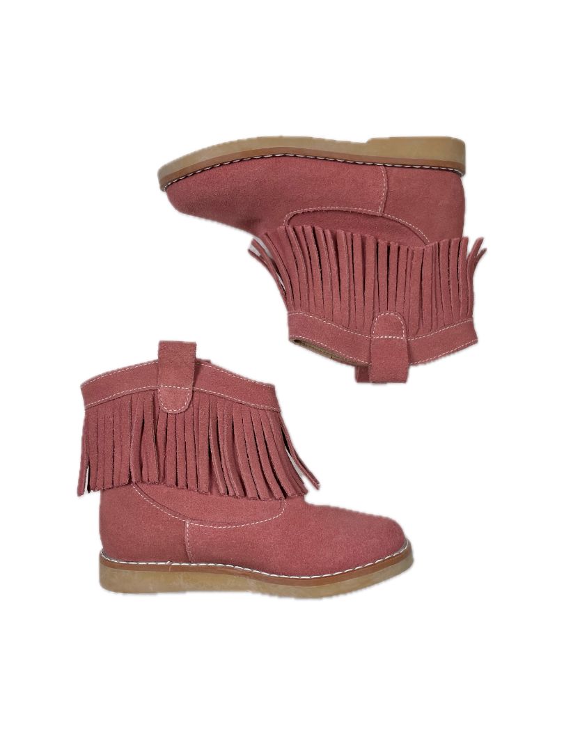 Size 9, Elephantito, Pink, Fringe suede boots
