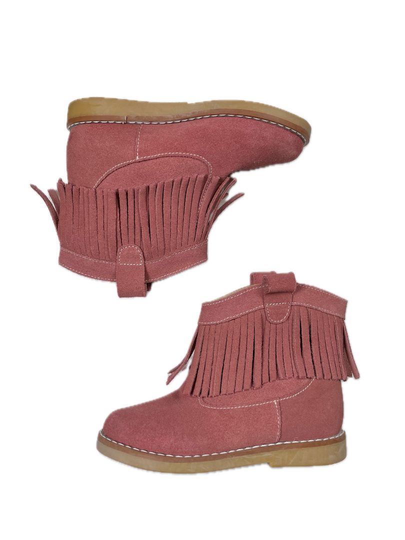 Size 9, Elephantito, Pink, Fringe suede boots