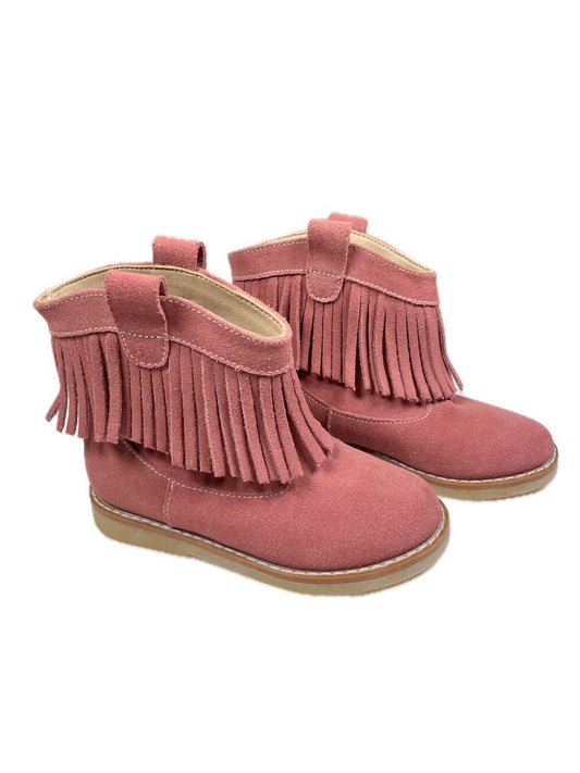 Size 9, Elephantito, Pink, Fringe suede boots